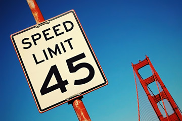 Speed limit sign on Golden Gate Bridge