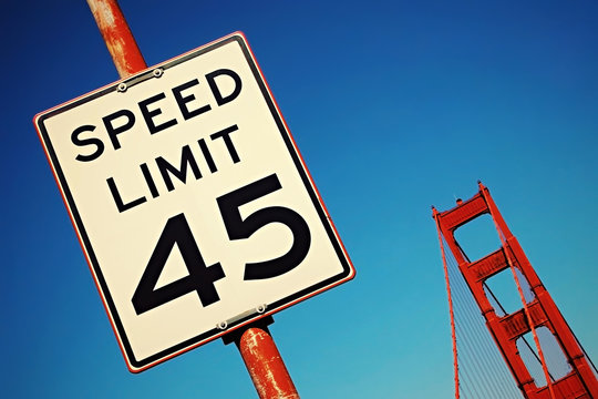Speed limit sign on Golden Gate Bridge