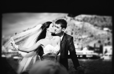 Happy bride and groom