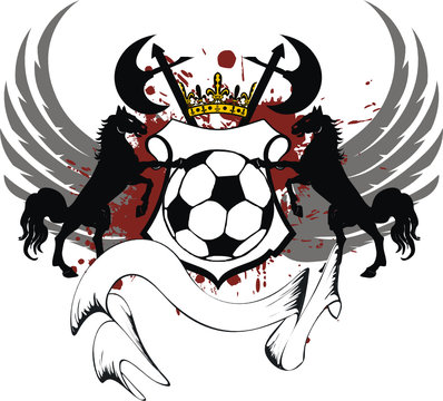 heraldic soccer horses coat of arms emblem tattoo sticker in vector format 