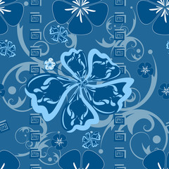 Seamless blue Hawaii pattern