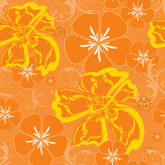 Seamless orange Hawaii pattern