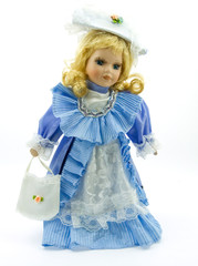 Porcelain Doll in a Blue Gown