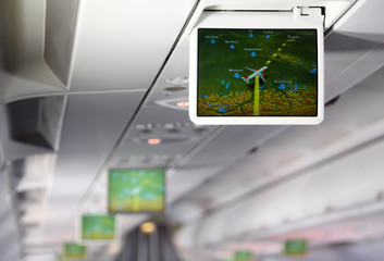 Lcd monitor showing aircraft traffic diagram of Europe