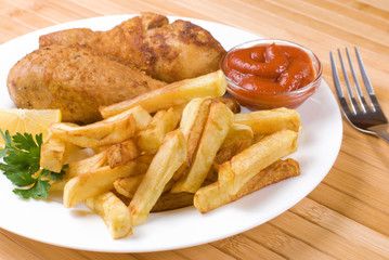 Fried chicken with potato