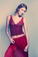 Red lady in cross process colors