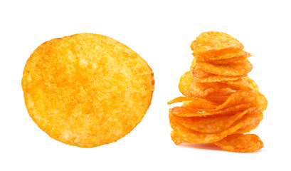 Potato chips isolated on white