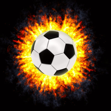 Soccer ball in powerful explosion