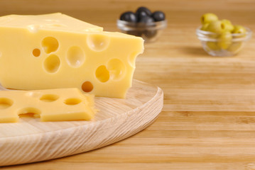 Cheese on the cutting board