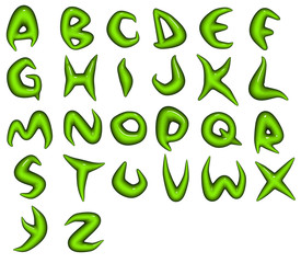 3d render of green bio eco alphabet fonts