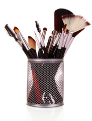 cosmetic brushes on white