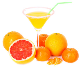 Pomegranate, mandarin, banana, , orange, kiwi,  grapefruit and a