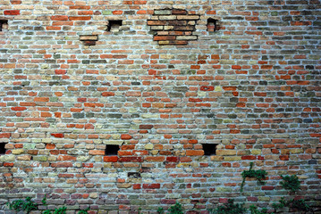 Italy Ravenna, medieval stone and brick wall