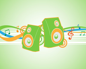 Vector illustration musical theme with speakers.