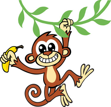Monkey Swinging With Banana