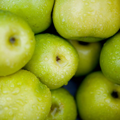 apples lying on the storefront