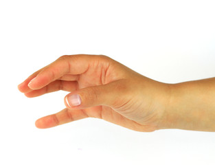 Reaching hand isolated on white background