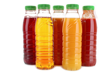 Bottles with juice isolated on white