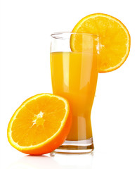 Fruits and glasses with juice isolated on white