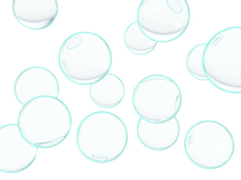 great number of transparent bubbles on a white