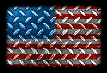 American Flag On a Diamond Metal Texture