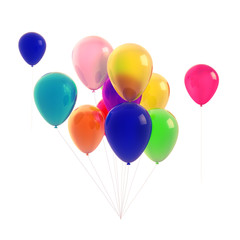 bunch of colorful balloons - isolated on white background