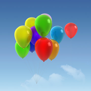 bunch of balloons on sky background