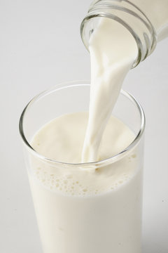 close up of milk on white background