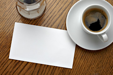 coffe cup drink and blank note card