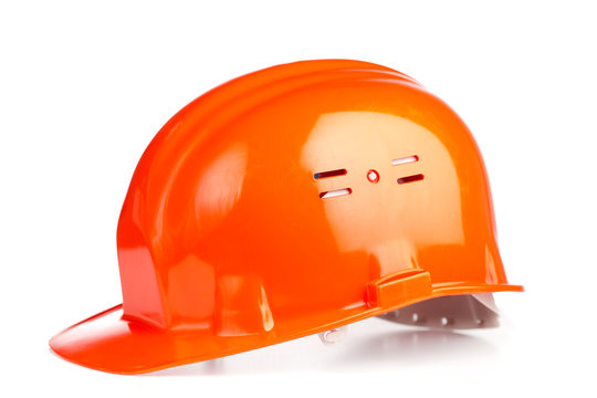 Orange Hard Hat Isolated On White