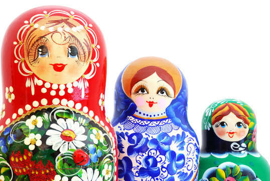 Russian  Dolls on White Background