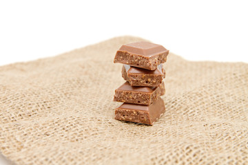 a few chocolate bars isolated on white