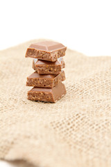 a few chocolate bars isolated on white