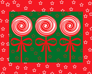Red and white christmas lollipops illustration