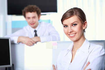 a young business woman in office