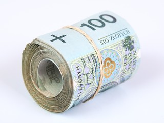 Roll of polish currency banknotes, Zoty