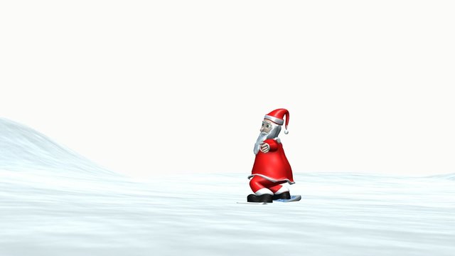 Animation of Santa Claus on Snowboard