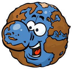 Funny cartoon globe.