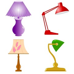 Set of table lamps. Vector