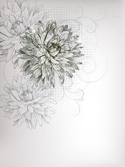 vector  background with grey flowers and swirls - 30018158