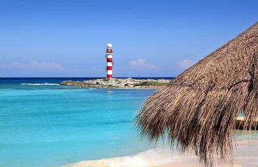 Keuken foto achterwand Caraïben Cancun lighthouse turquoise caribbean beach