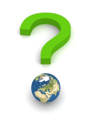 Symbolic Question Mark with Earth in green