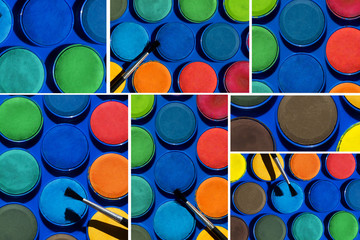 Colori ad acquerello e pennelli