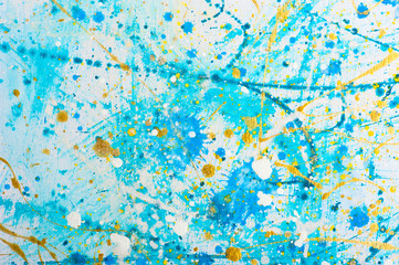 Abstract watercolor painted background with splashes