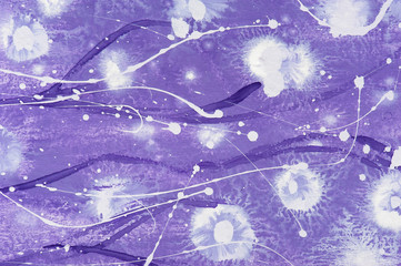 Detail of watercolor painted floral background with paint splash