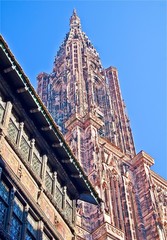 Naklejka premium Cathédrale de Strasbourg et Maison Kammerzell en Alsace