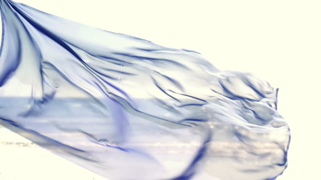 Waving blue sarong on the wind