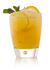 Refreshing cold lemon Cocktail against a white background