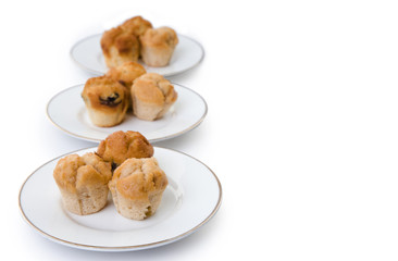 three plates muffin cakes