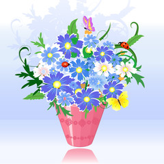 flowers in pink pot